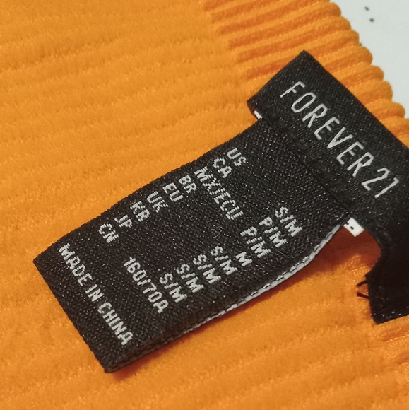 FOREVER 21-(2 PC) Orange Ribbed Tube Top & Knee Length Skirt- S/M - Picture 3 of 6